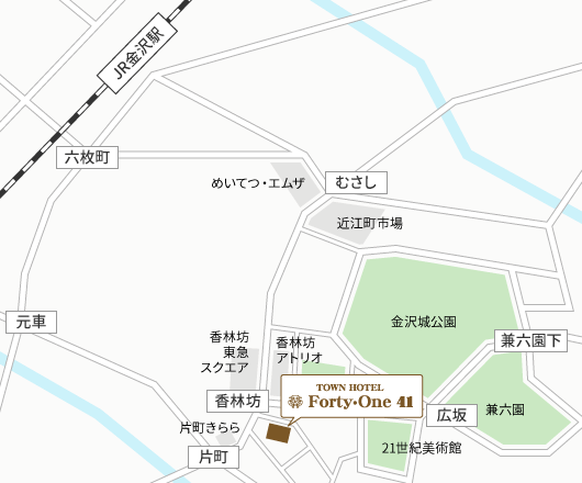 金沢駅からのアクセスマップ